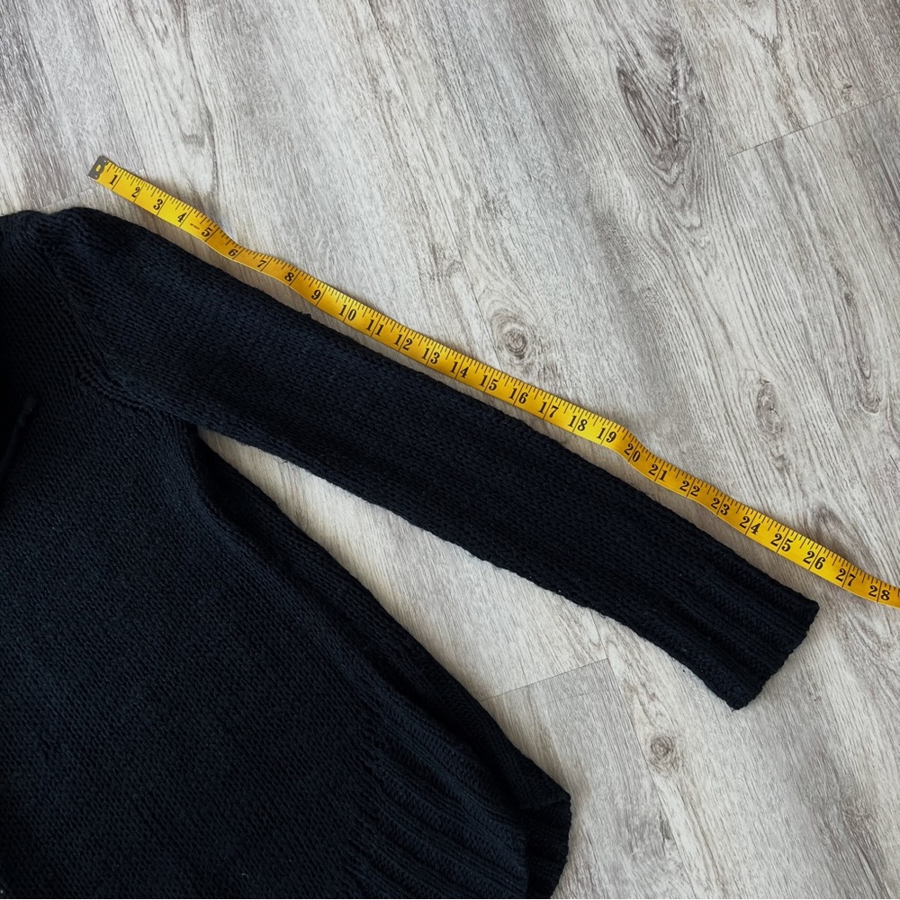 RELAXED FIT BLACK TURTLENECK KNIT SWEATER TOP - Picture 7 of 10